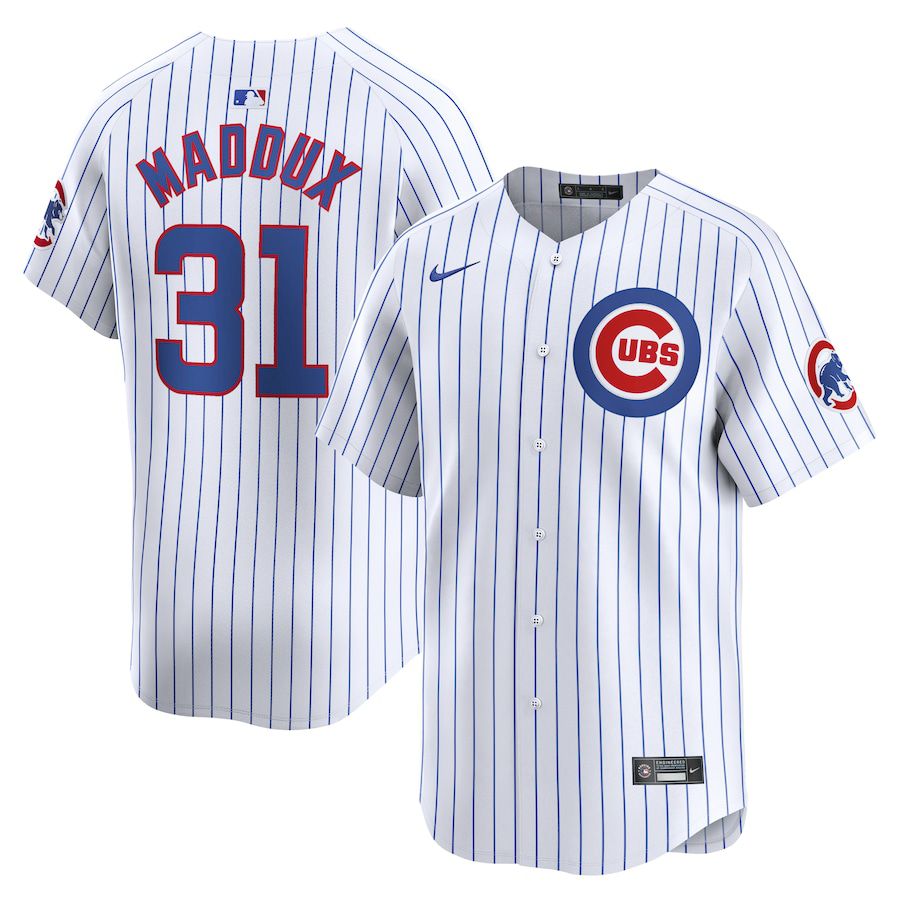 Men Chicago Cubs 31 Greg Maddux Nike White Home Limited Player MLB Jersey